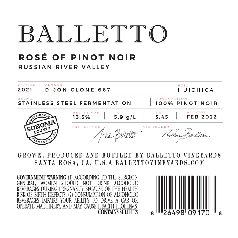 Balletto Rose Of Pinot Noir 750ml