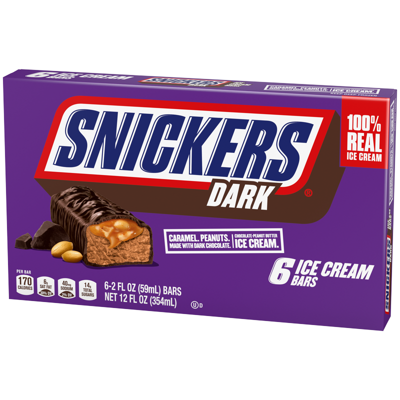 Snickers Dark Chocolate Ice Cream Bars, 6ct