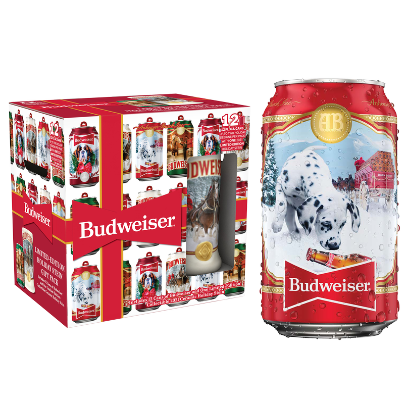 Budweiser Holiday Stein Gift Pack 12pk 12oz Can 5.0% ABV