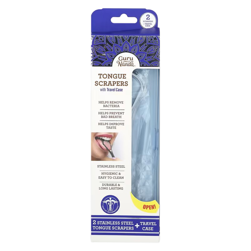 GuruNanda, Tongue Scrapers with Travel Case, 2 Piece Kit