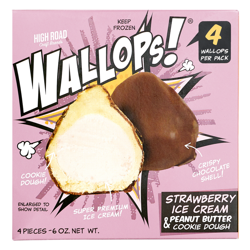 Wallops! Strawberry Ice Cream & Peanut Butter Cookie Dough Coated in Chocolate 4ct