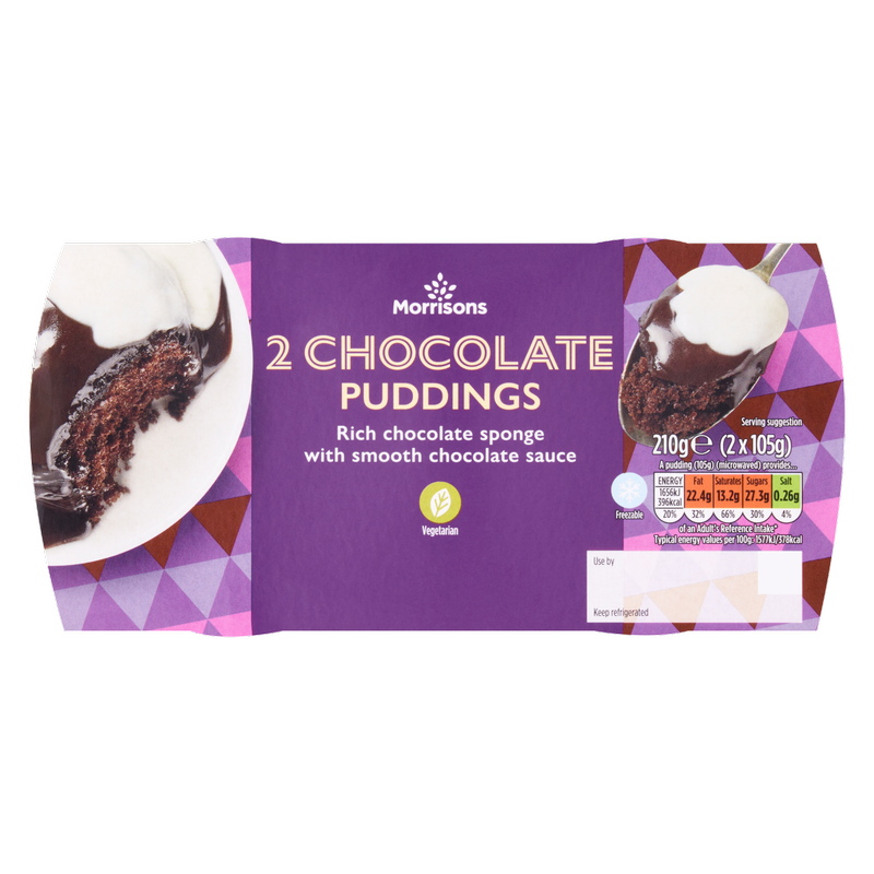 Morrisons Chocolate Puddings, 2 x 105g