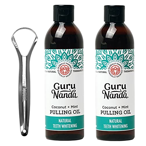 GuruNanda, Natural Whitening Pulling Oil, Coconut + Mint, 8 Fl Oz