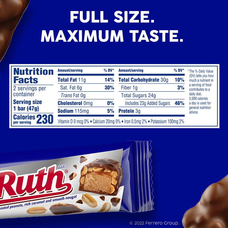 Baby Ruth Peanut Caramel Chocolate Candy Bar King Size, 3.3oz