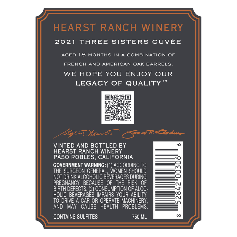 Hearst Ranch Winery Three Sisters Red 750ml