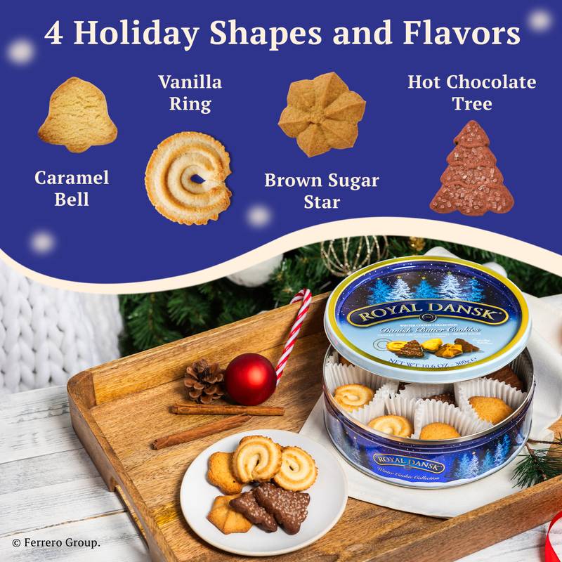 Royal Dansk Danish Butter Cookies, Winter Cookie Collection, Holiday Limited Edition Tin, 10.6 oz