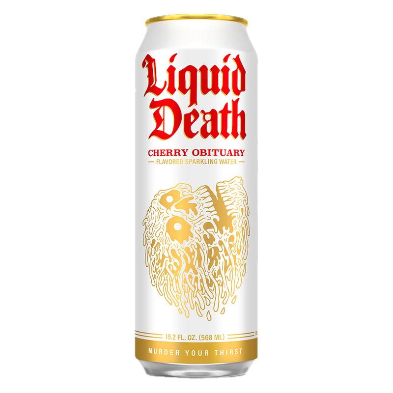 Liquid Death Sparkling Water Cherry Obituary 19.2oz Can