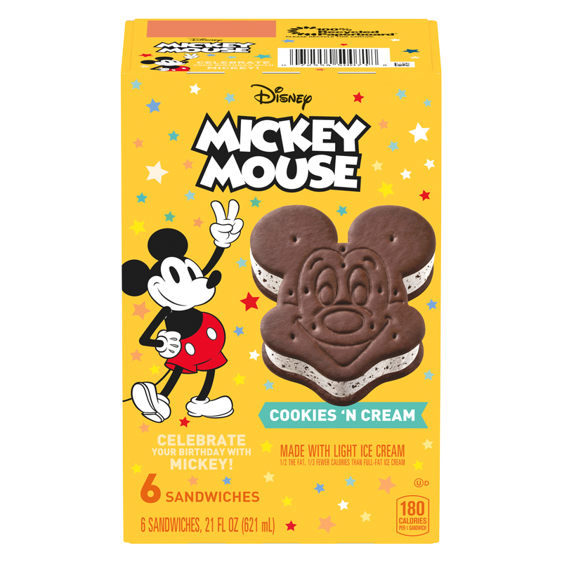 Disney Mickey Mouse Ice Cream Sandwiches 21oz 6ct