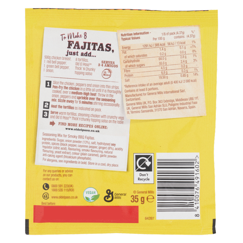 Old El Paso Fajita Seasoning Mix Smoky BBQ, 35g