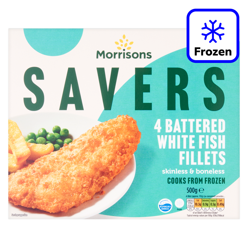 Morrisons Savers Battered White Fish, 500g