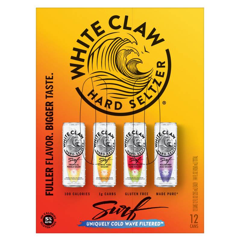 White Claw Hard Seltzer Surf, paquete surtido de 12, latas de 12 oz, Alc. 5.0% Vol.