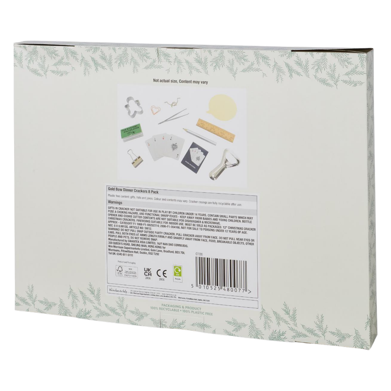 Morrisons Gold Bow Dinner Crackers, 8pcs