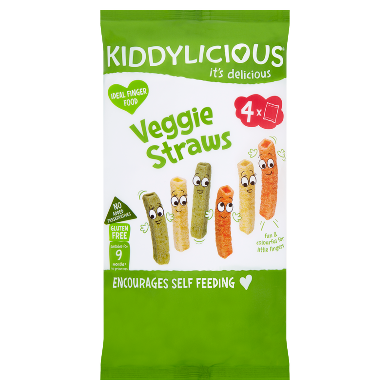 Kiddylicious Veggie Straws Baby Snack 9 Months+ Multipack, 4 x 12g