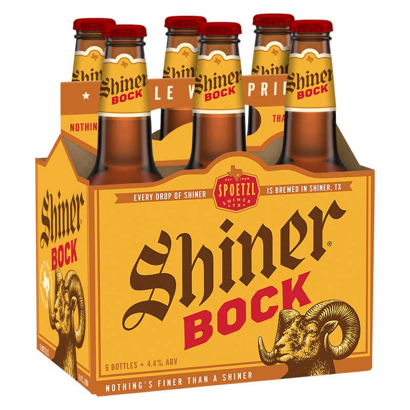 Shiner Bock Beer, Shiner Craft Beer, 6 Pack, 12 fl oz Bottles, 4.4% ABV, 141 Calories, 12.4g Carbs