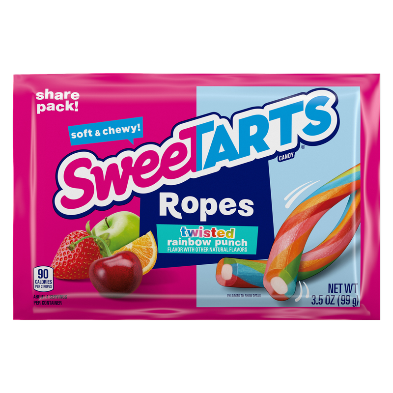 SweeTARTS Twisted Rainbow Punch Ropes , 3.5oz