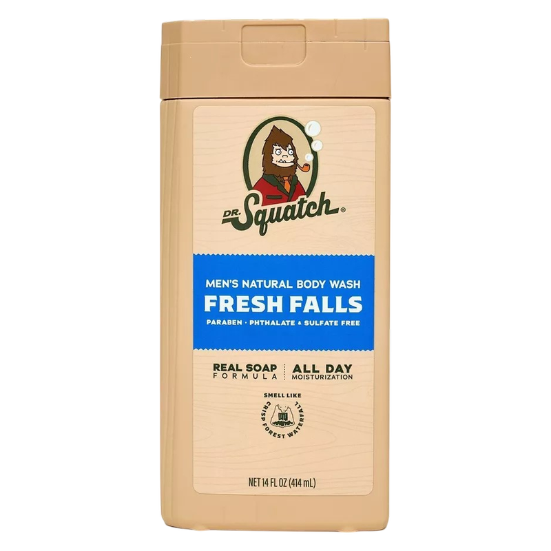 Dr. Squatch Men's Non-Exfoliating Body Wash, Fresh Falls, 14oz