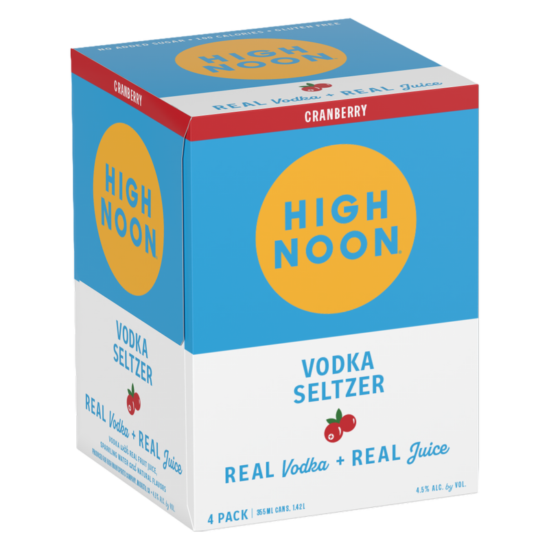 High Noon Cranberry Vodka Seltzer 4pk 12oz Cans