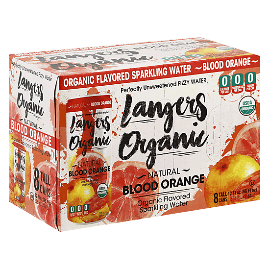 Langers Organic Blood Orange Sparkling Water 8pk 12oz