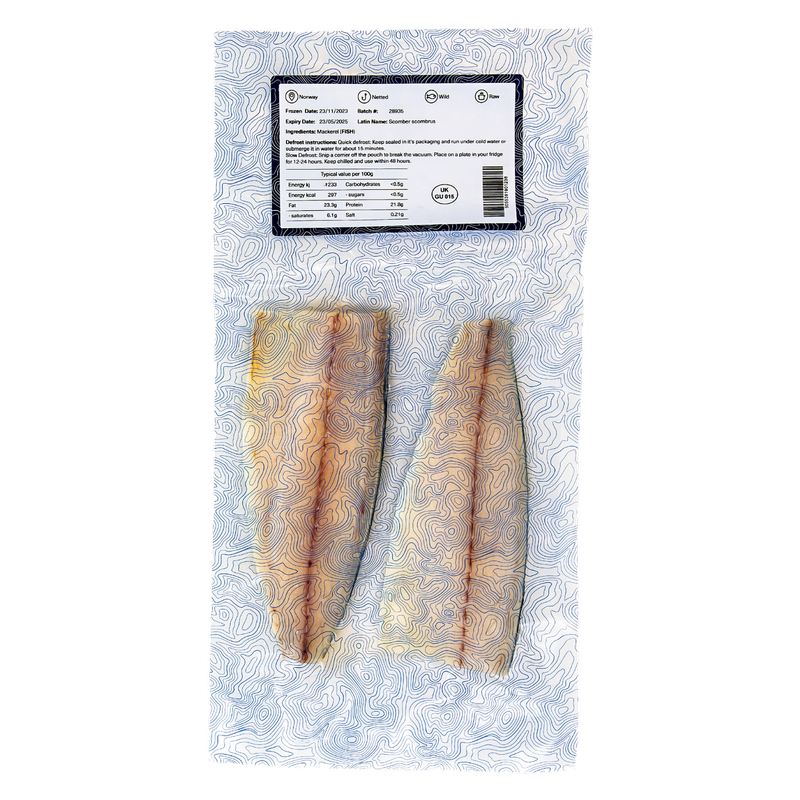 The Fish Society Large Wild Mackerel Fillets - Frozen, 250g