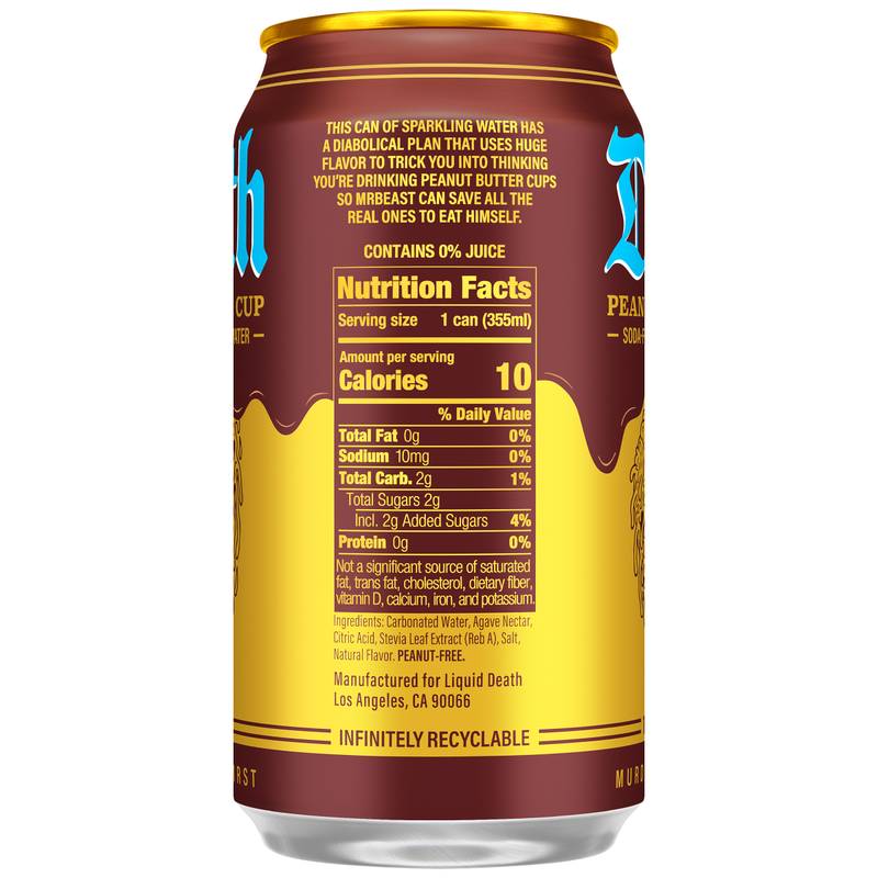 Liquid Death Soda-Flavored Sparkling Water Feastables Peanut Butter Cup 6pk 12oz Can