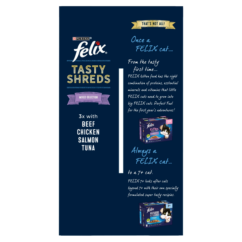 Felix Tasty Shreds Mixed Selection in Gravy, 12 x 80g