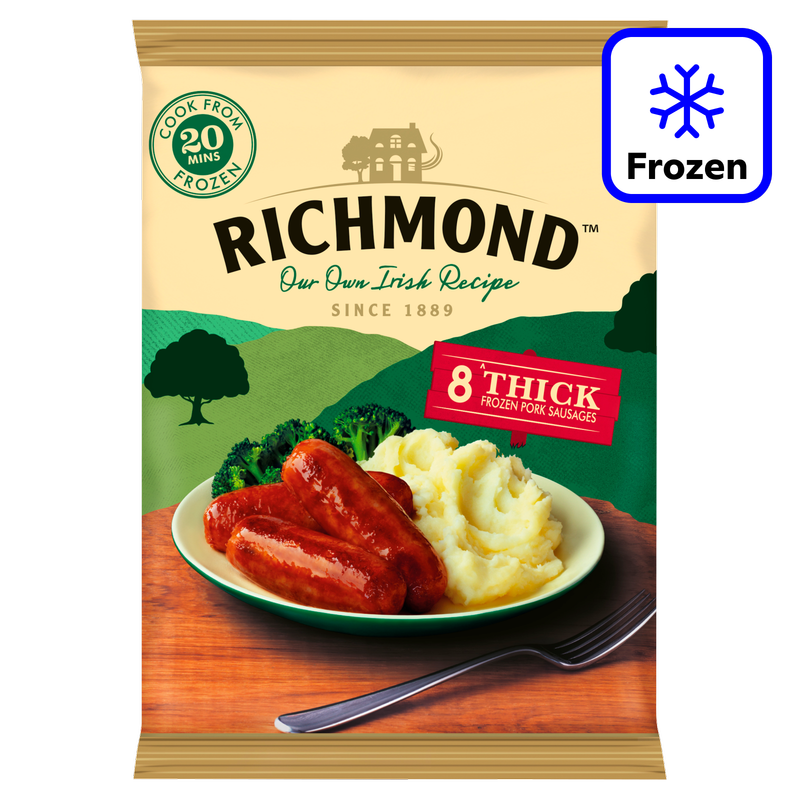 Richmond 8 Thick Frozen Pork Sausages, 344g