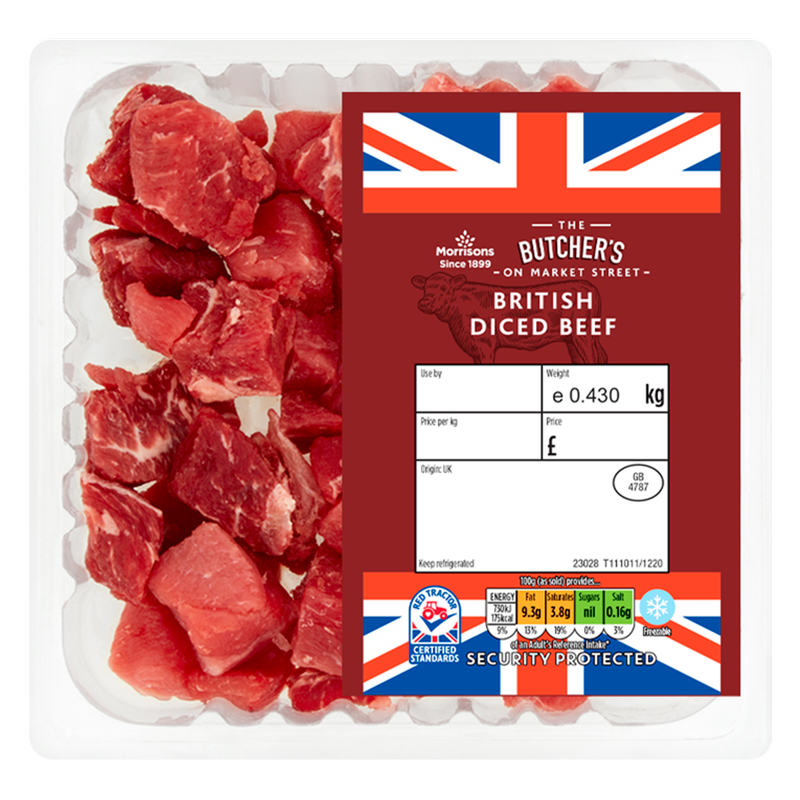 Morrisons British Diced Beef, 430g
