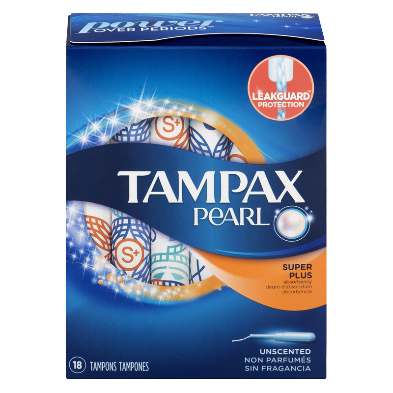 Tampax Pearl Plastic Tampons Super Plus Unscented 18ct