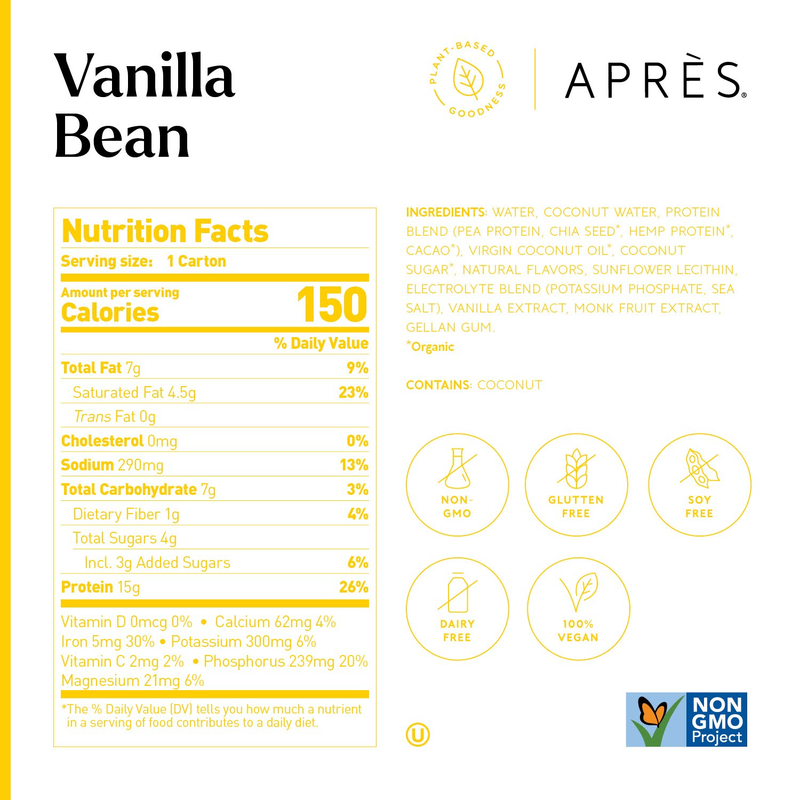 Aprés Vanilla Bean Plant-Based Protein Shake 11oz Btl