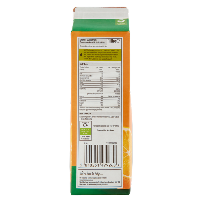 Morrisons Orange Juice from Concentrate with Bits, 1L