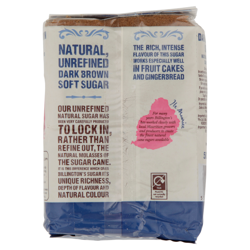 Billington's Dark Brown Soft Natural Unrefined Cane Sugar, 500g