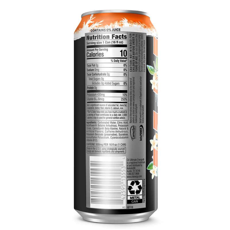 C4 Ultimate Energy Zero Sugar Frost Bitten Citrus, lata de 16 oz
