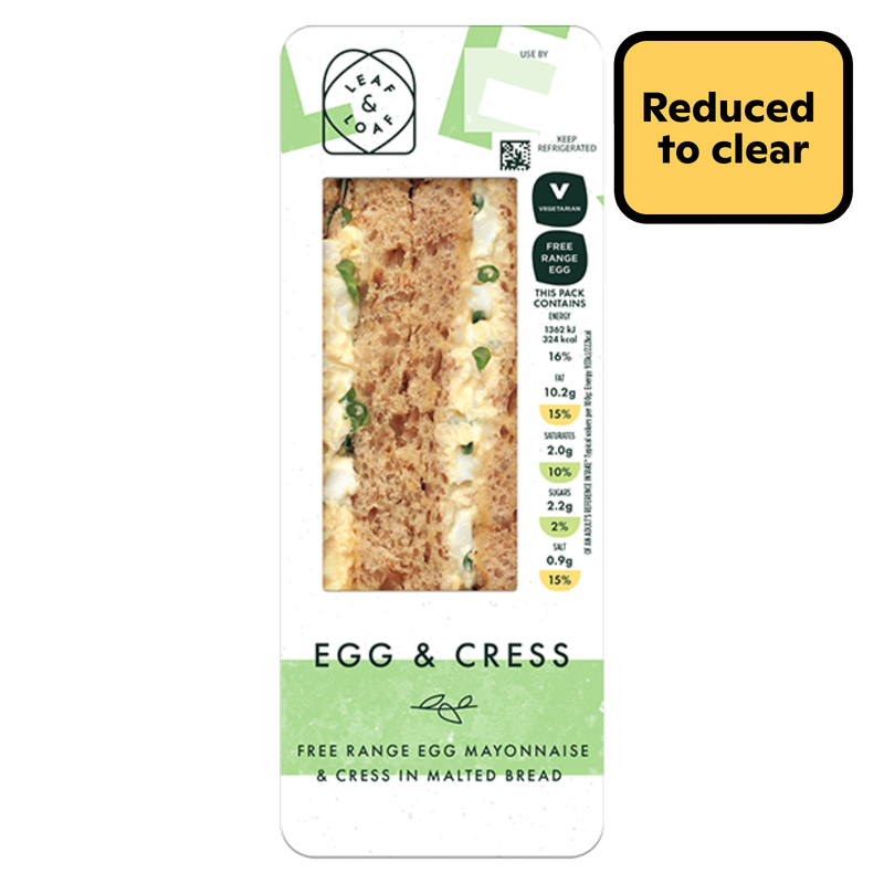 Reduced - Leaf & Loaf Egg & Cress Sandwich, 1pcs