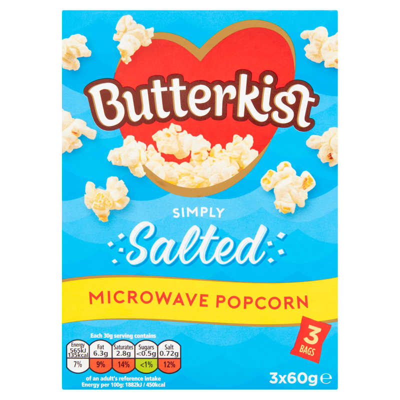 Butterkist Salted Microwave Popcorn, 3 x 60g