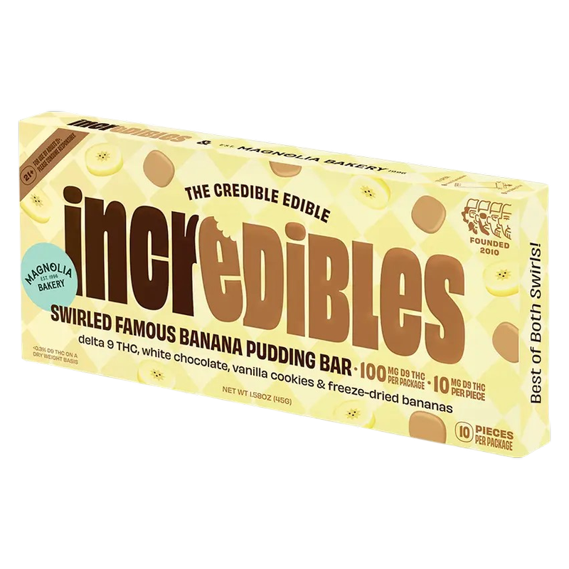 incredibles Swirled Famous Magnolia Bakery Banana Pudding Chocolate Bar, 10mg D9 THC, 10pc