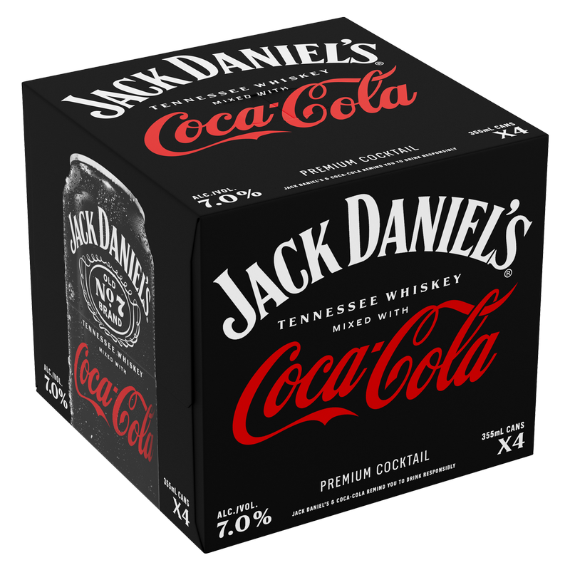 Jack Daniel's & Coke 4pk 355ml Can 7% ABV