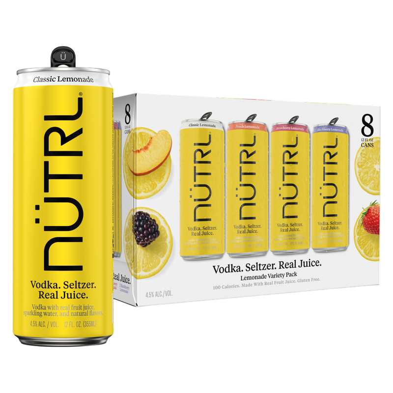 NUTRL Vodka Hard Seltzer Lemonade Variety Pack 8pk 12oz Slim Cans 4.5% ABV