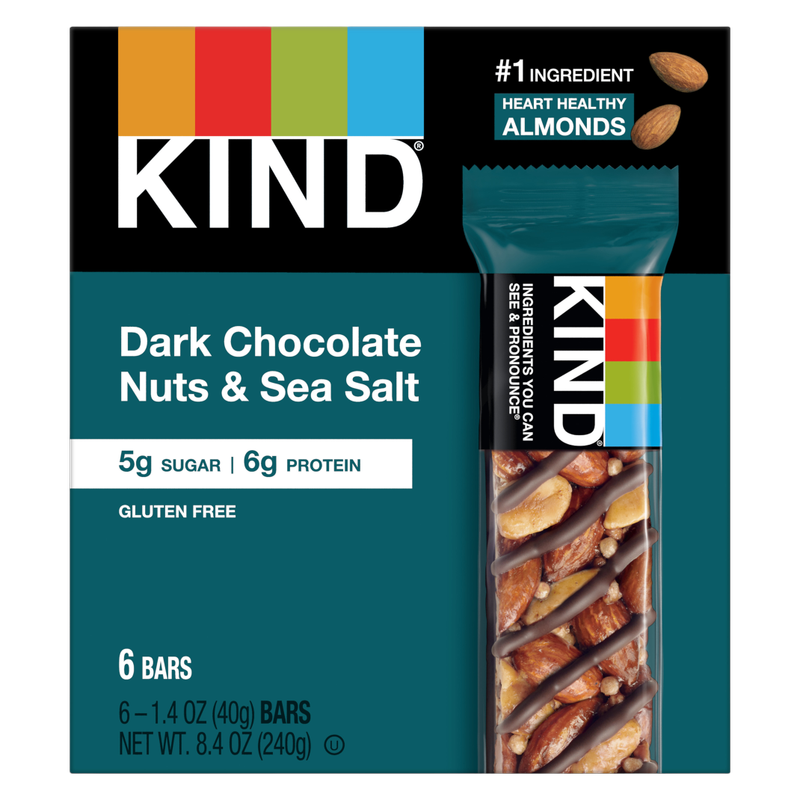 KIND, Nut Bars, Dark Chocolate Nuts & Sea Salt, 6ct