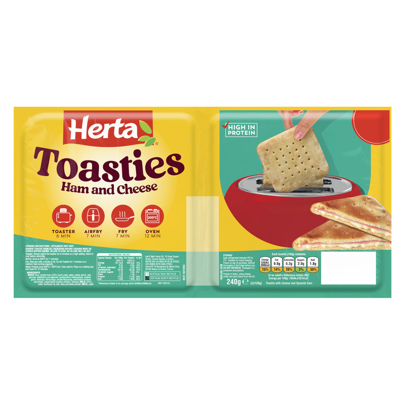 Herta Ham & Cheese Toasties, 2 x 120g