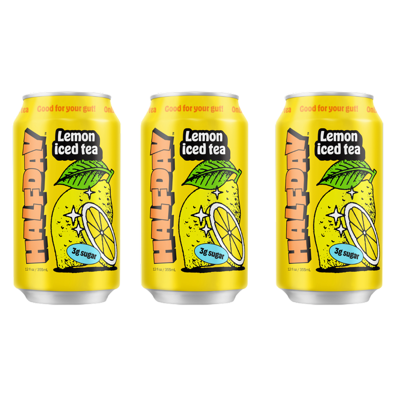 Halfday Lemon Prebiotic Iced Tea 3pk 12oz Can