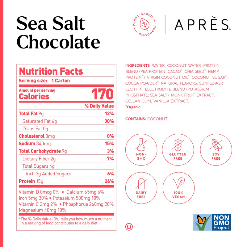 Aprés Sea Salt & Chocolate Plant-Based Protein Shake 11oz Btl
