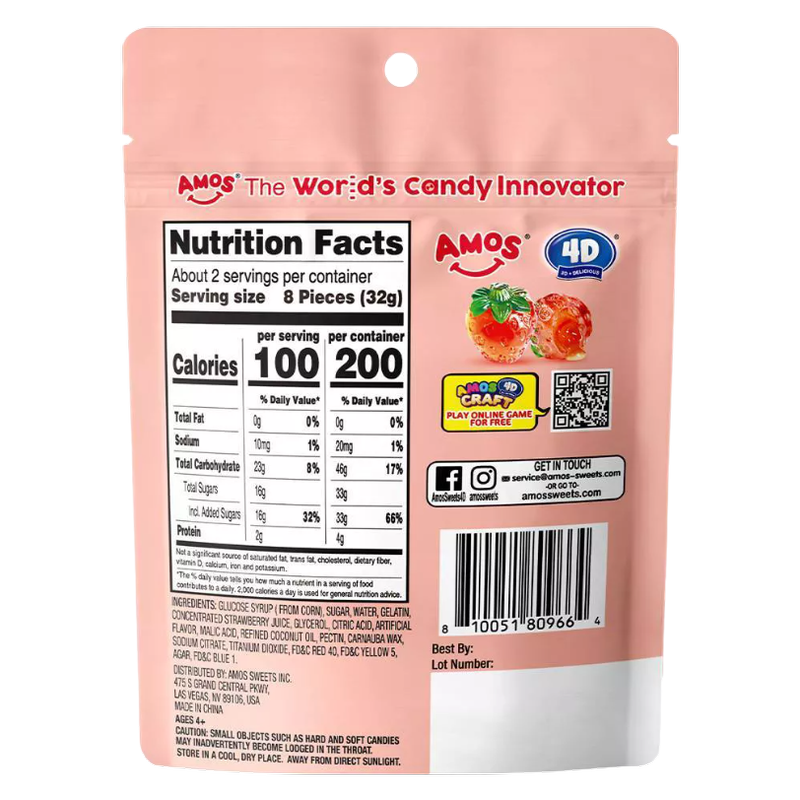 Amos 4D Strawberry Burst Gummy, 6oz