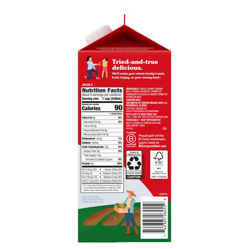 Horizon Organic Fat-Free Milk - 1/2 Gallon
