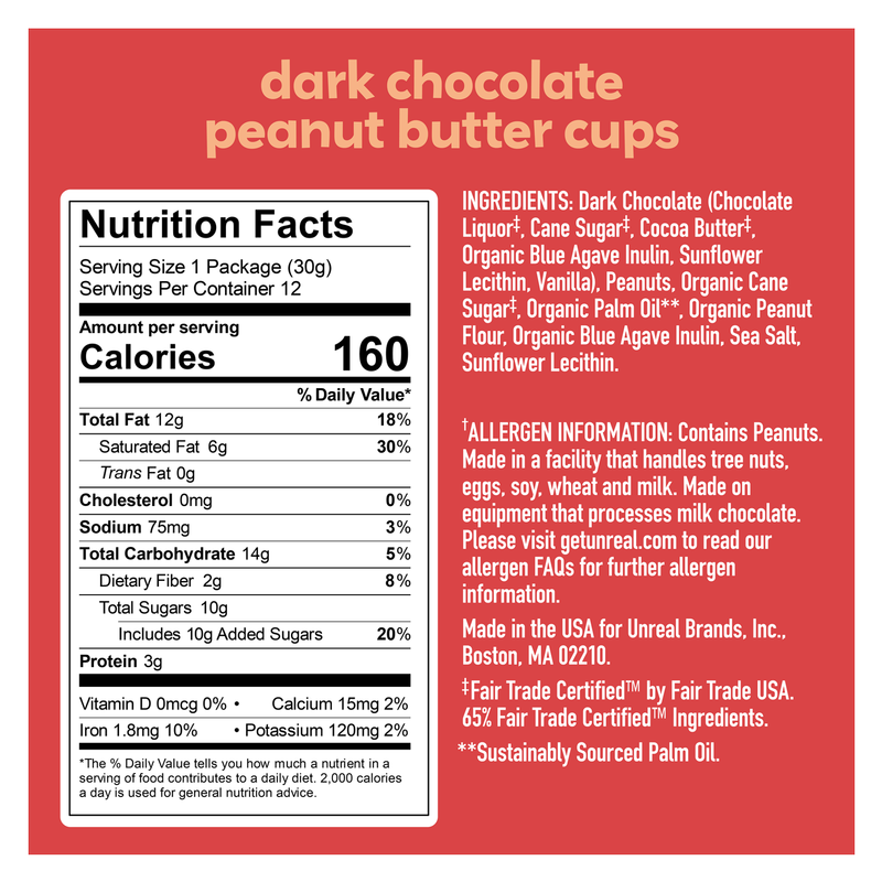 Unreal Dark Chocolate Peanut Butter Cups 4.2oz