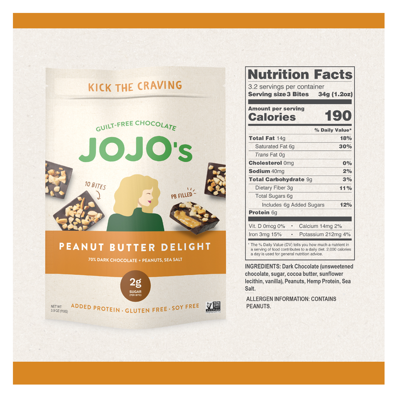 JOJO's Peanut Butter Delight Chocolate Bites 3.9oz