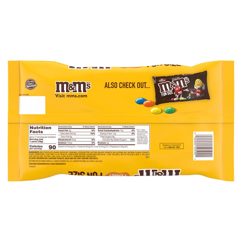 M&M Peanut Milk Chocolate Candies Fun Size 10.57oz