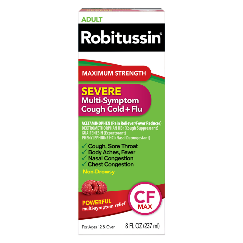 Robitussin Non-Drowsy Maximum Strength Severe Multi-Symptom Cough Cold + Flu 8oz