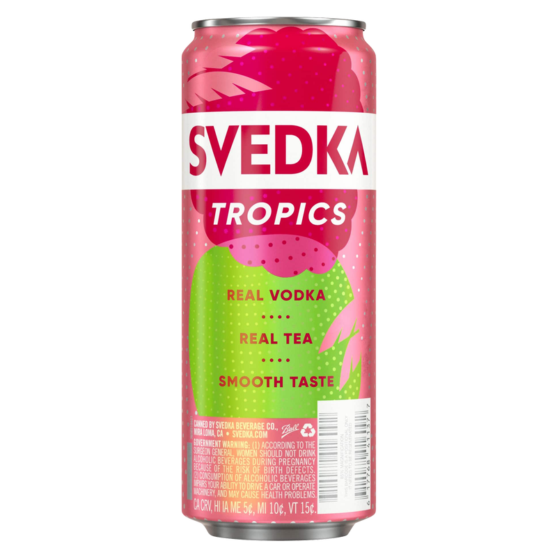SVEDKA Tropics Raspberry Kiwi Vodka Tea Spritz Single 12oz Can 5.0% ABV