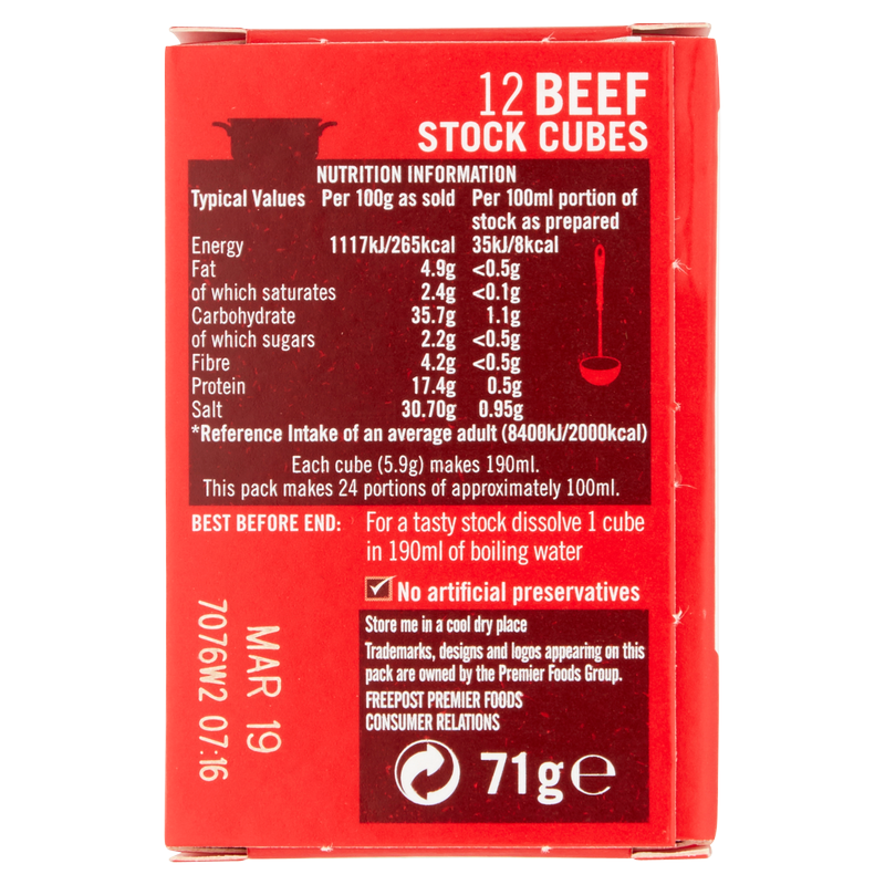Oxo Beef Stock Cubes, 12pcs
