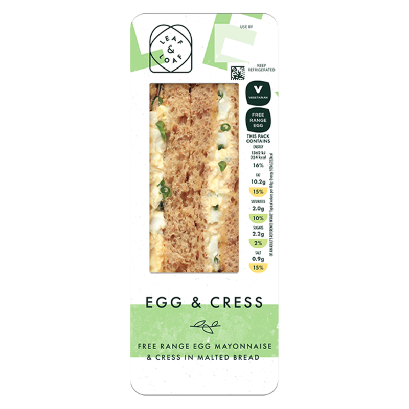 Leaf & Loaf Egg & Cress Sandwich, 1pcs